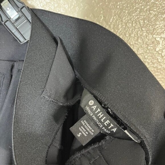 ATHLETA Venice Pintuck Pants Women Small Black Tapered Fit Pull On Athleisure - Picture 4 of 5